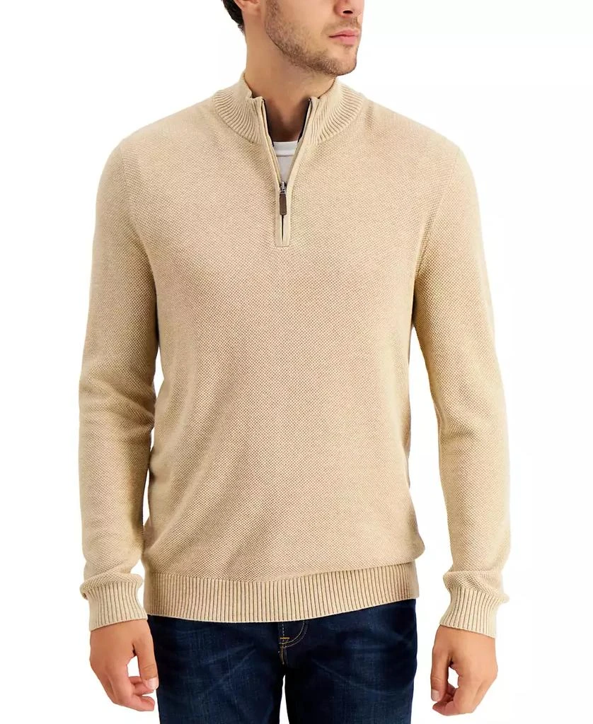 商品Club Room|Men's Quarter-Zip Textured Cotton Sweater, Created for Macy's,价格¥190,第1张图片