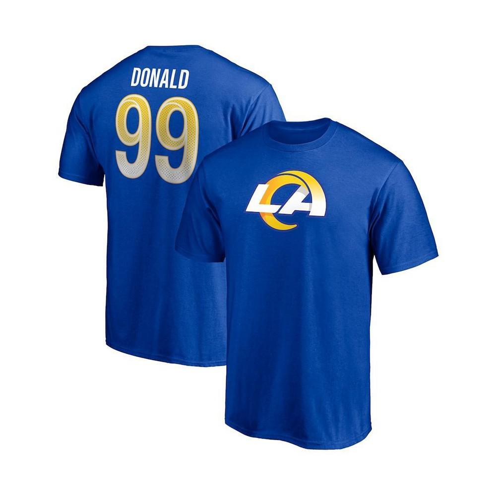 商品Fanatics|Men's Aaron Donald Royal Los Angeles Rams Player Icon Name and Number T-shirt,价格¥239,第7张图片详细描述