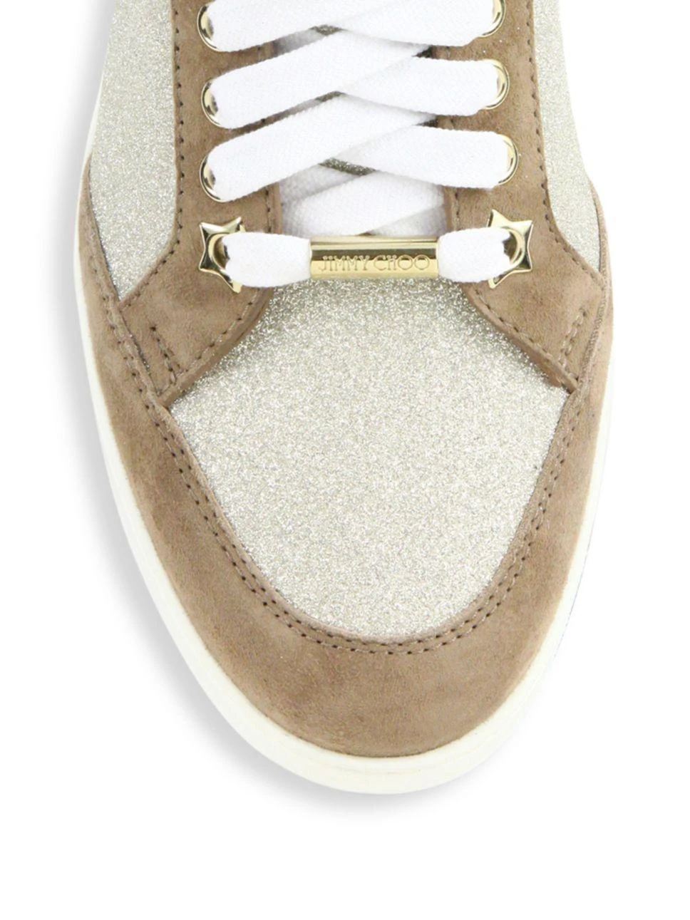 商品Jimmy Choo|Miami Suede & Glitter Sneakers,价格¥1649,第3张图片详细描述