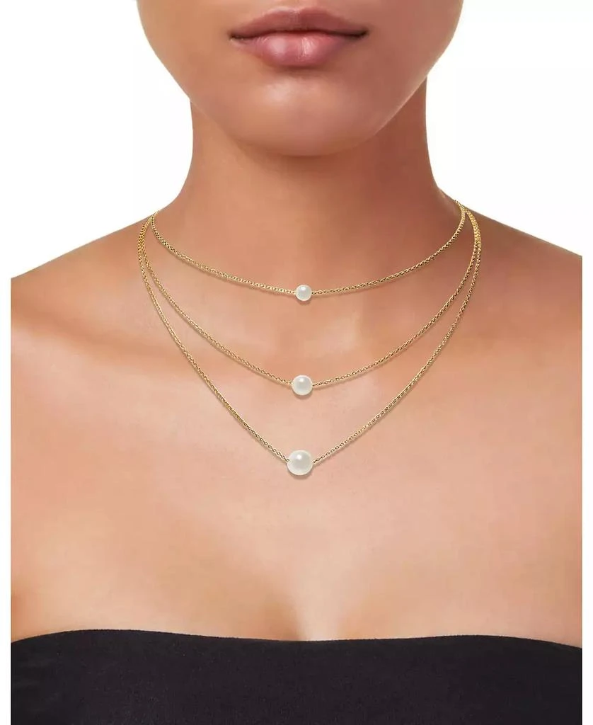 商品And Now This|White Simulated Imitation Pearl Triple Layer Necklace,价格¥94,第3张图片详细描述