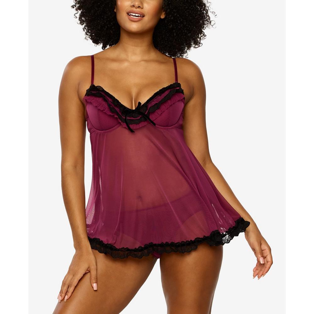 商品Jezebel|Women's Ruffles Galore Baby Doll & Panty 2pc Lingerie Set,价格¥369,第1张图片