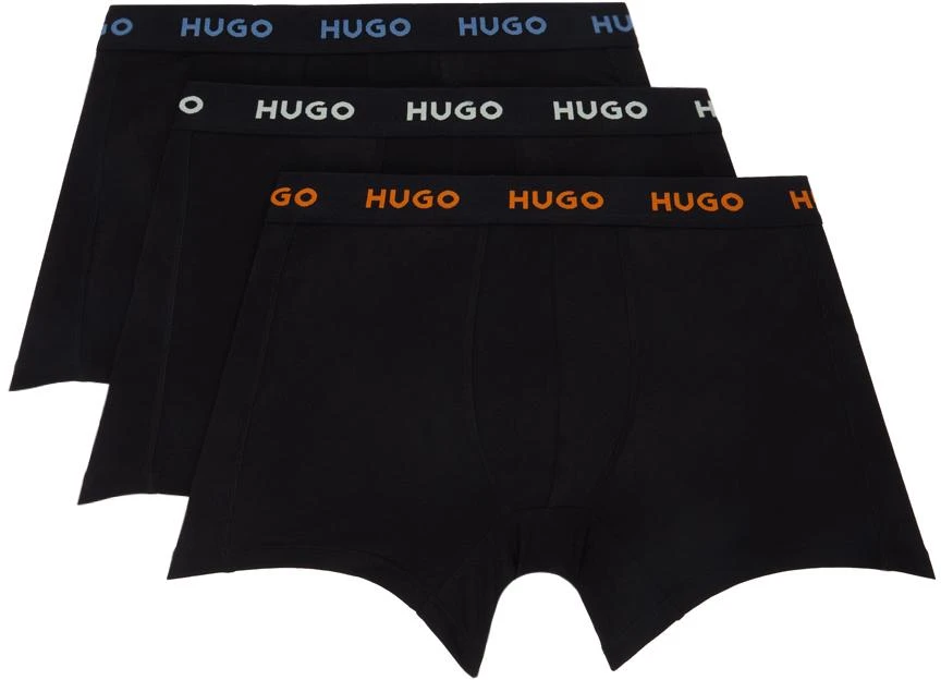 商品Hugo Boss|Three-Pack Black Jacquard-Logo Boxers,价格¥286,第1张图片