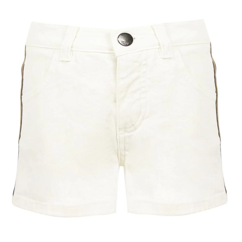 商品Fendi|White Denim Logo Tape Shorts,价格¥1176,第2张图片详细描述