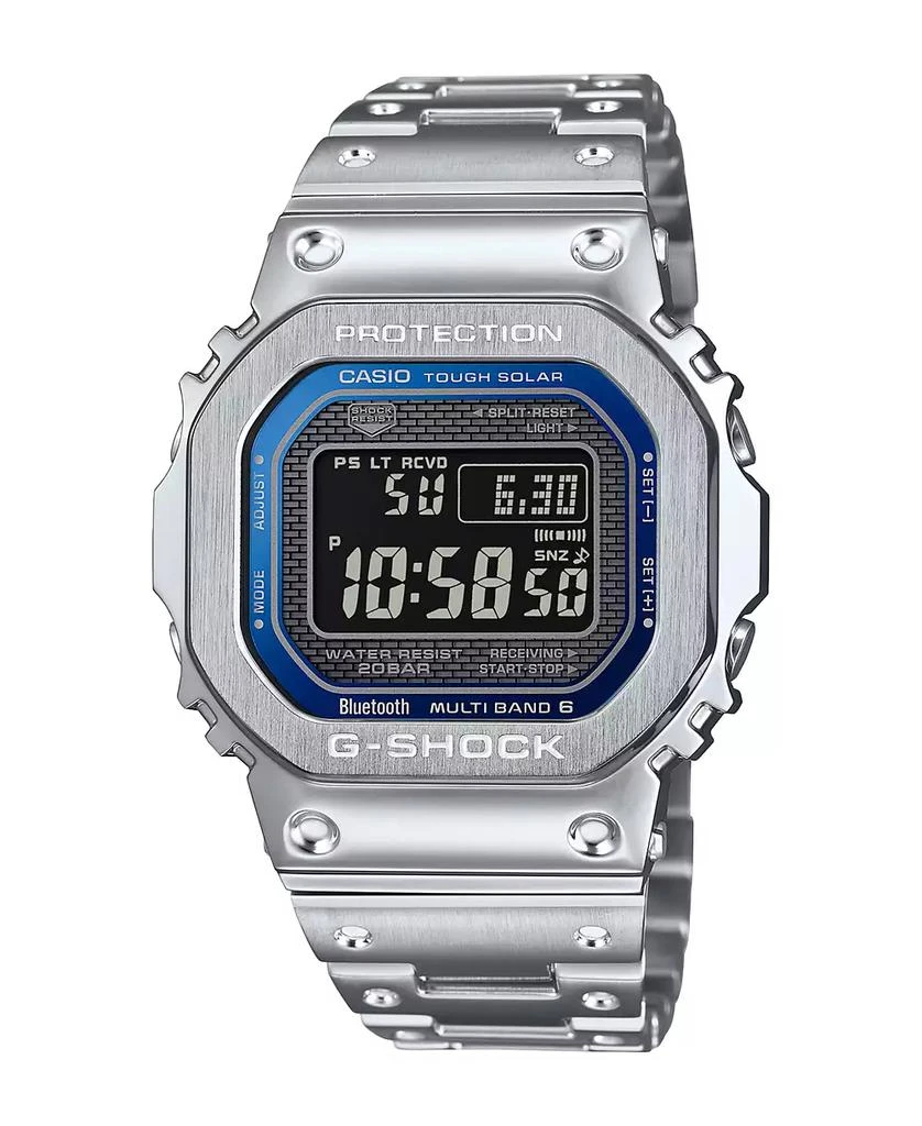 商品G-Shock|Mens Digital Silver Tone Stainless Steel Watch, 49.3mm, GMWB5000D-2,价格¥4243,第1张图片