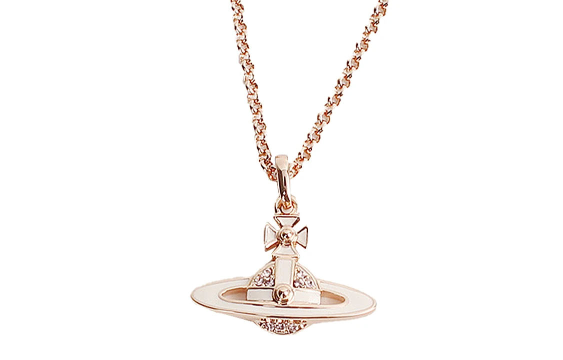 商品[国内直发] Vivienne Westwood|西太后 经典土星Logo标识吊坠 黄铜 项链 女款 玫瑰金色,价格¥1657,第1张图片