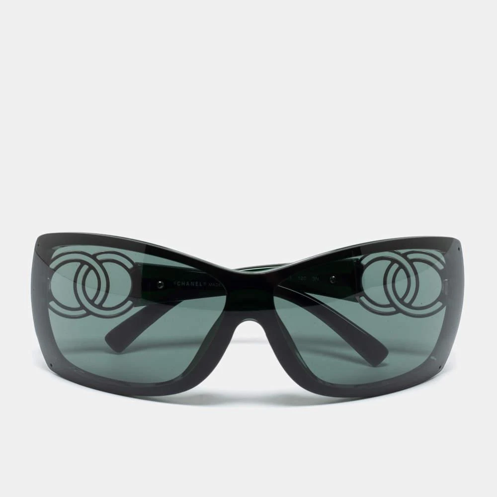 商品[二手商品] Chanel|Chanel Black Tone / Green 6020 Shield Sunglasses,价格¥2367,第1张图片