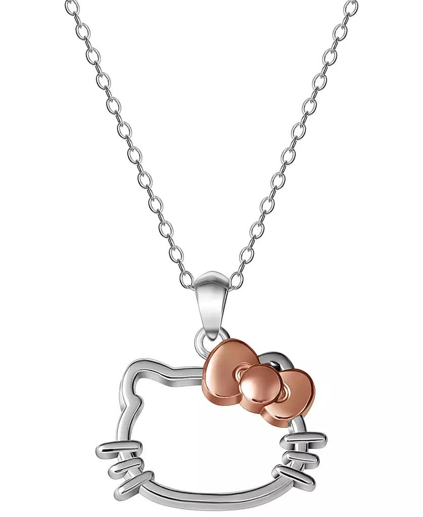 商品Giani Bernini|Hello Kitty Silhouette 18" Pendant Necklace in Sterling Silver & 18k Rose Gold-Plate, Created for Macy's,价格¥191,第1张图片