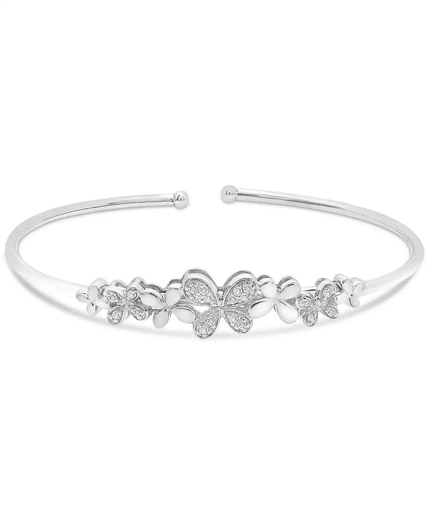 商品Macy's|Diamond Flower Flex Bangle Bracelet (1/6 ct. t.w.) in Sterling Silver,价格¥1519,第1张图片