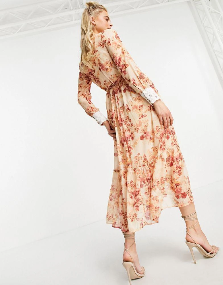 商品Hope & Ivy Maternity|Hope & Ivy Maternity collared shirt dress with wrap tie and drop hem in blush floral,价格¥489,第2张图片详细描述
