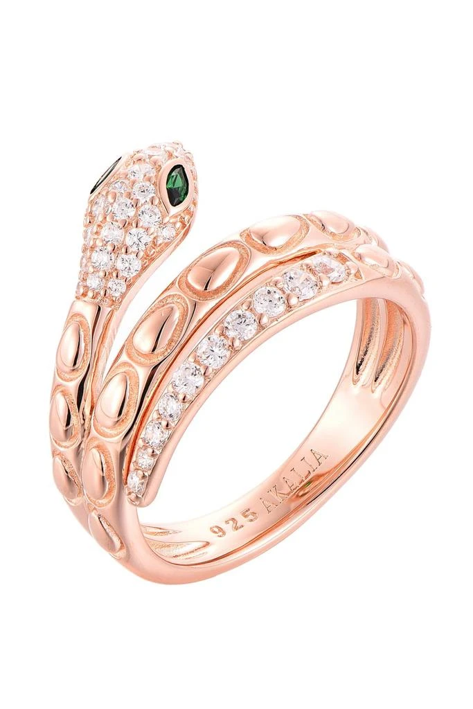 商品Akalia|Waterproof Gold Diamond & Emerald Snake Wrap Ring,价格¥768,第1张图片