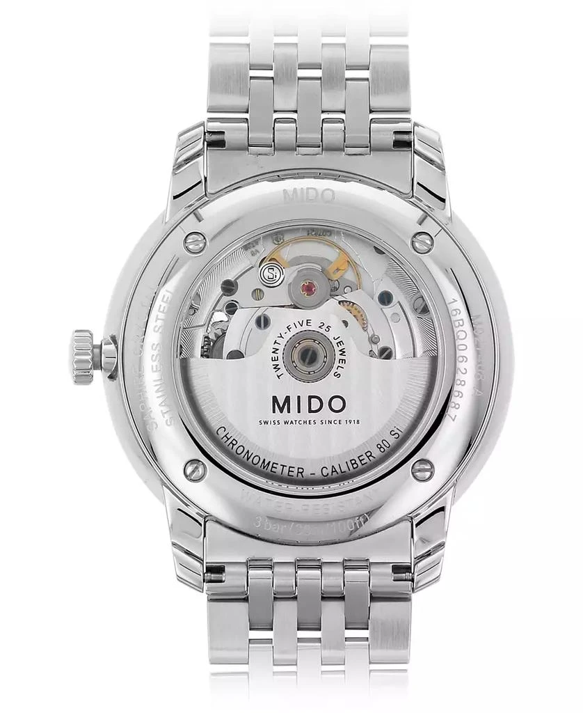 商品MIDO|Men's Swiss Automatic Baroncelli Stainless Steel Bracelet Watch 40mm,价格¥8041,第3张图片详细描述