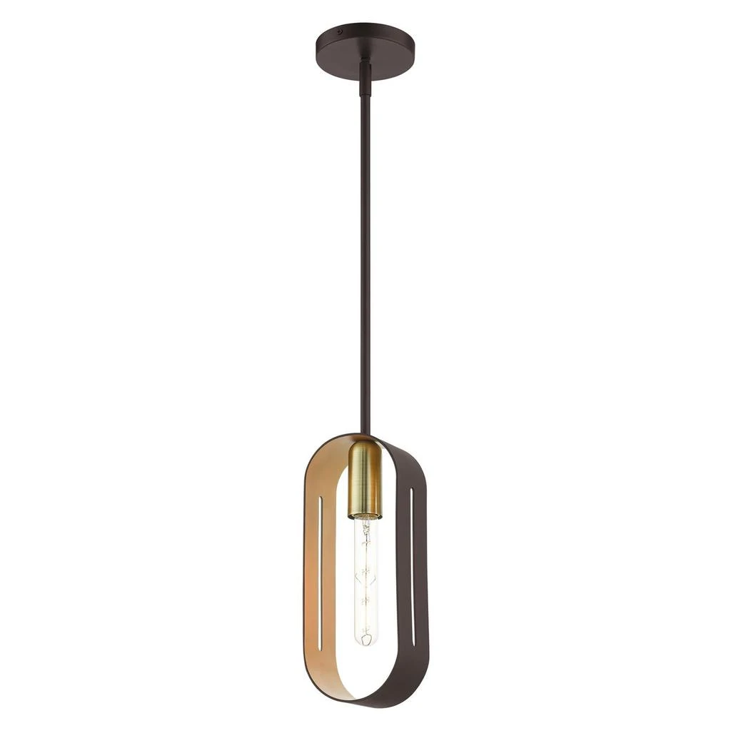 商品Livex Lighting|One Light Bronze with Antique Brass Accents Pendant,价格¥1465,第4张图片详细描述