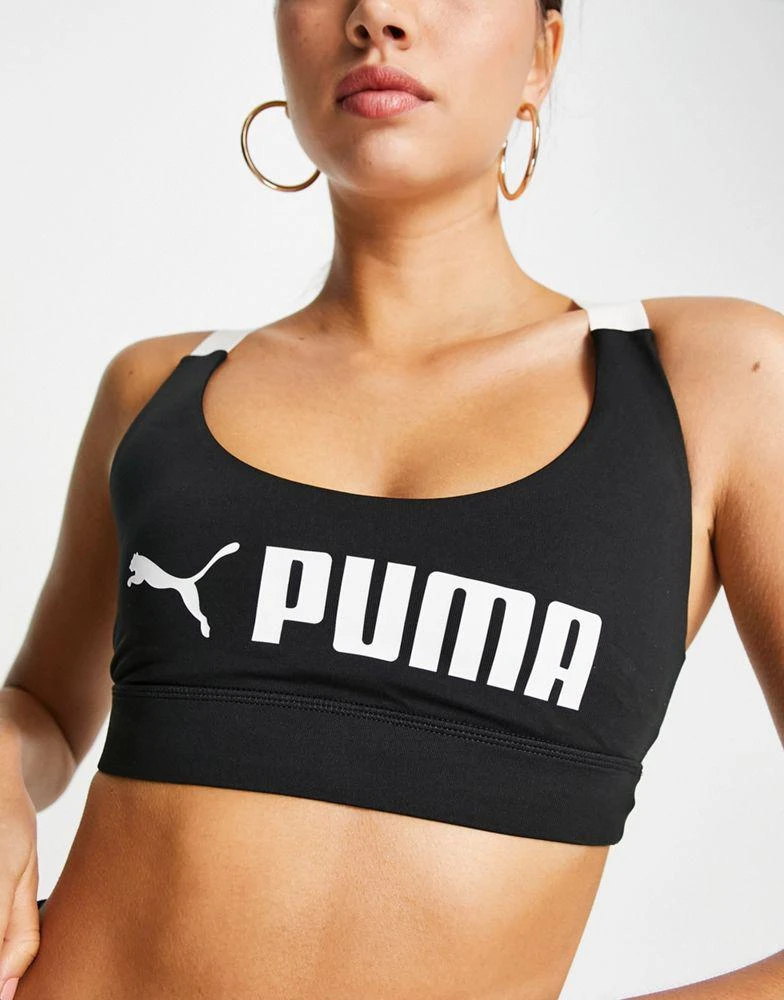 商品Puma|Puma Training Fit mid support sports bra with colourblock in black,价格¥175,第3张图片详细描述