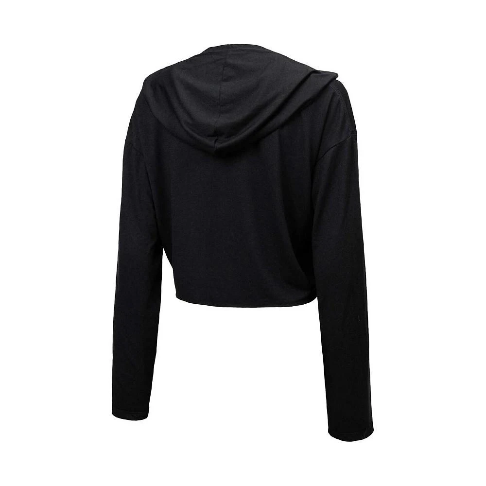 商品Majestic|Women's Threads Black Atlanta Braves Leopard Cropped Hoodie,价格¥358,第3张图片详细描述