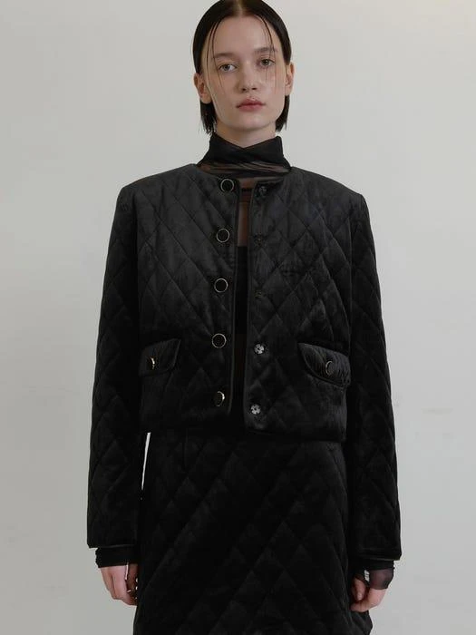 商品Atelier Nain|Velvet quilted setup padded jacket,价格¥1458,第3张图片详细描述