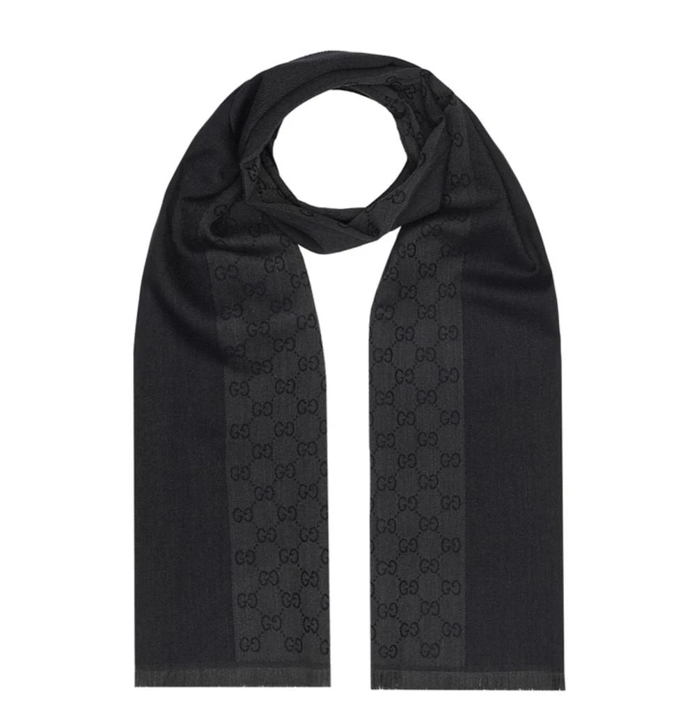 商品Gucci|Gucci 古驰GG字母图半网格羊毛围巾,价格¥3091,第2张图片详细描述