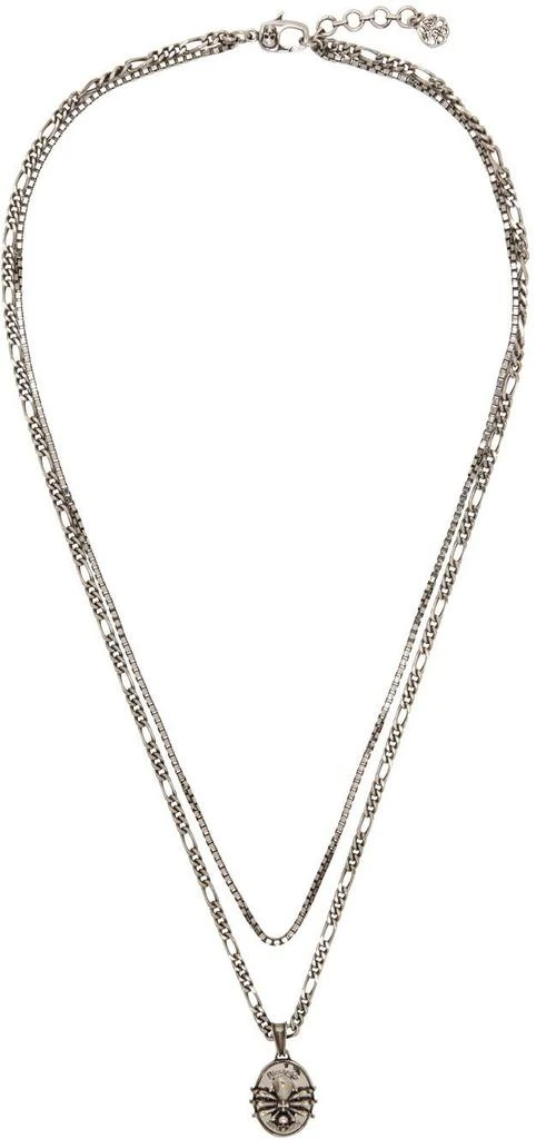 商品Alexander McQueen|Silver Spider Skull Necklace,价格¥3439,第1张图片