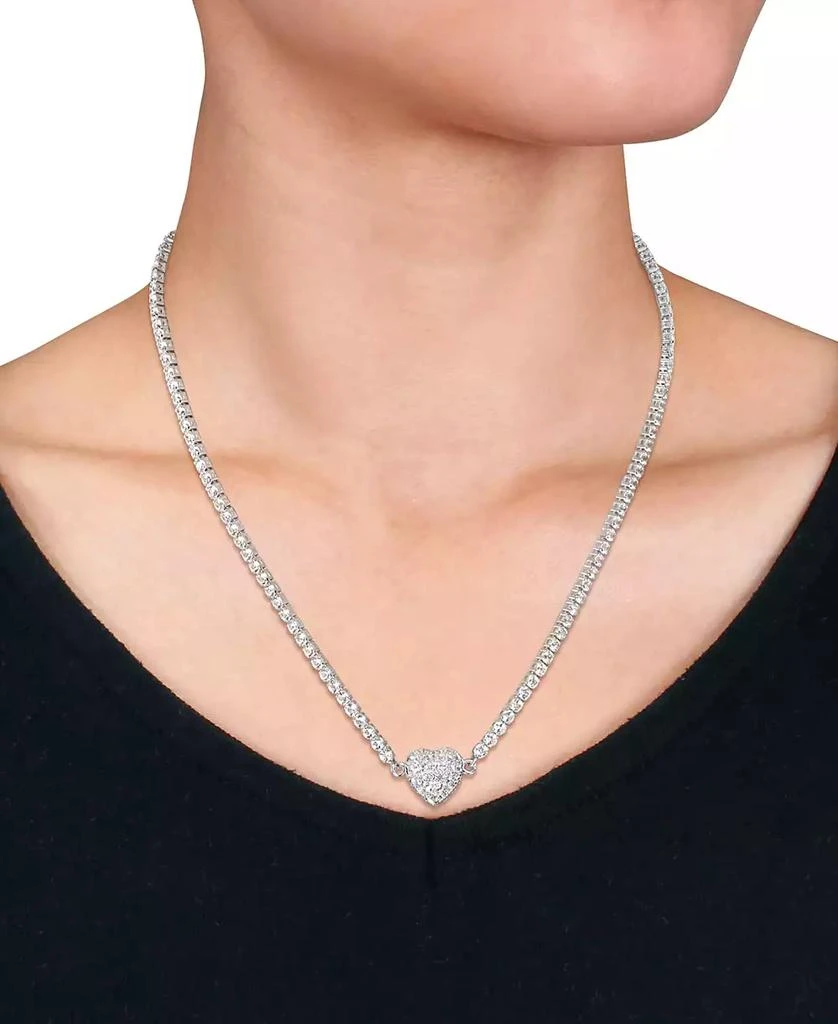 商品Macy's|Lab-Created Ruby (13 ct. t.w.) & Lab Created White Sapphire (1-1/4 ct. t.w.) Heart 17" Pendant Necklace in Sterling Silver,价格¥1709,第3张图片详细描述
