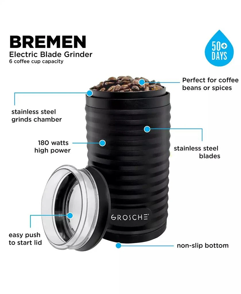 商品GROSCHE|BREMEN Blade Electric Coffee Grinder, Spice and Coffee Grinder,价格¥720,第3张图片详细描述