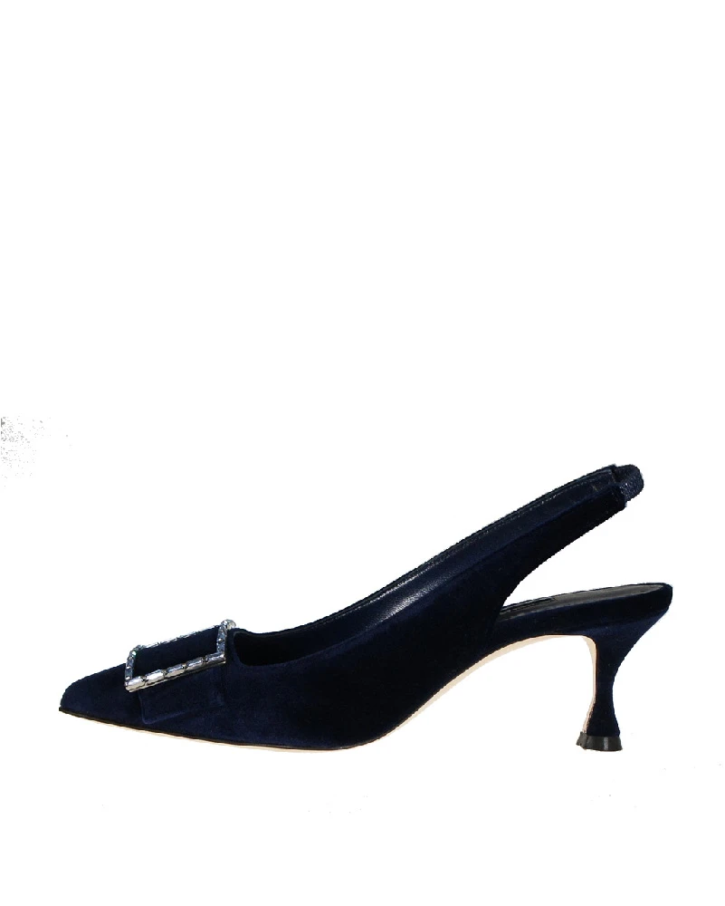 商品Manolo Blahnik|MANOLO 女士黑色水钻装饰高跟鞋 DOLORESVELVET050-4117,价格¥5024,第1张图片