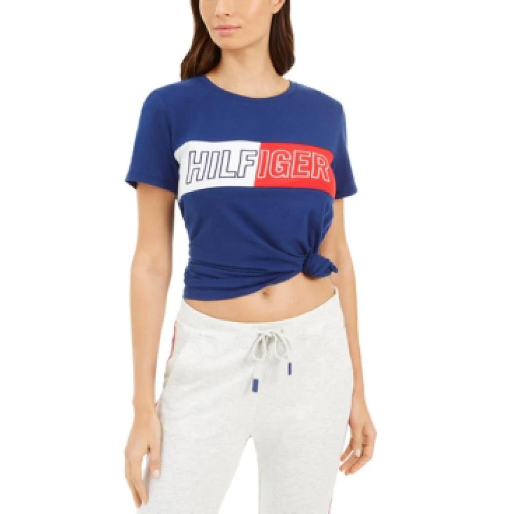 商品Tommy Hilfiger|Tommy Hilfiger Sport Womens Knot Front Logo Graphic T-Shirt,价格¥137,第1张图片