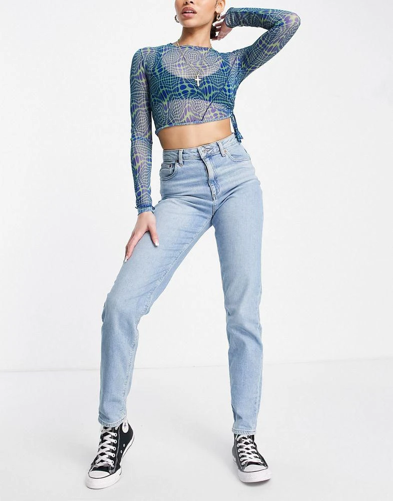 商品ASOS|ASOS DESIGN high rise farleigh 'slim' mom jeans in stonewash,价格¥153,第1张图片
