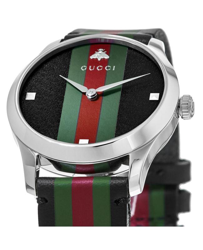 Gucci G-Timeless Black Dial Black Leather Strap Men's Watch YA1264079商品第2张图片规格展示