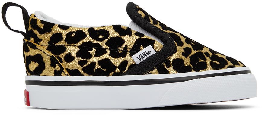 Baby Black & Gold Leopard Slip-On V Sneakers商品第1张图片规格展示
