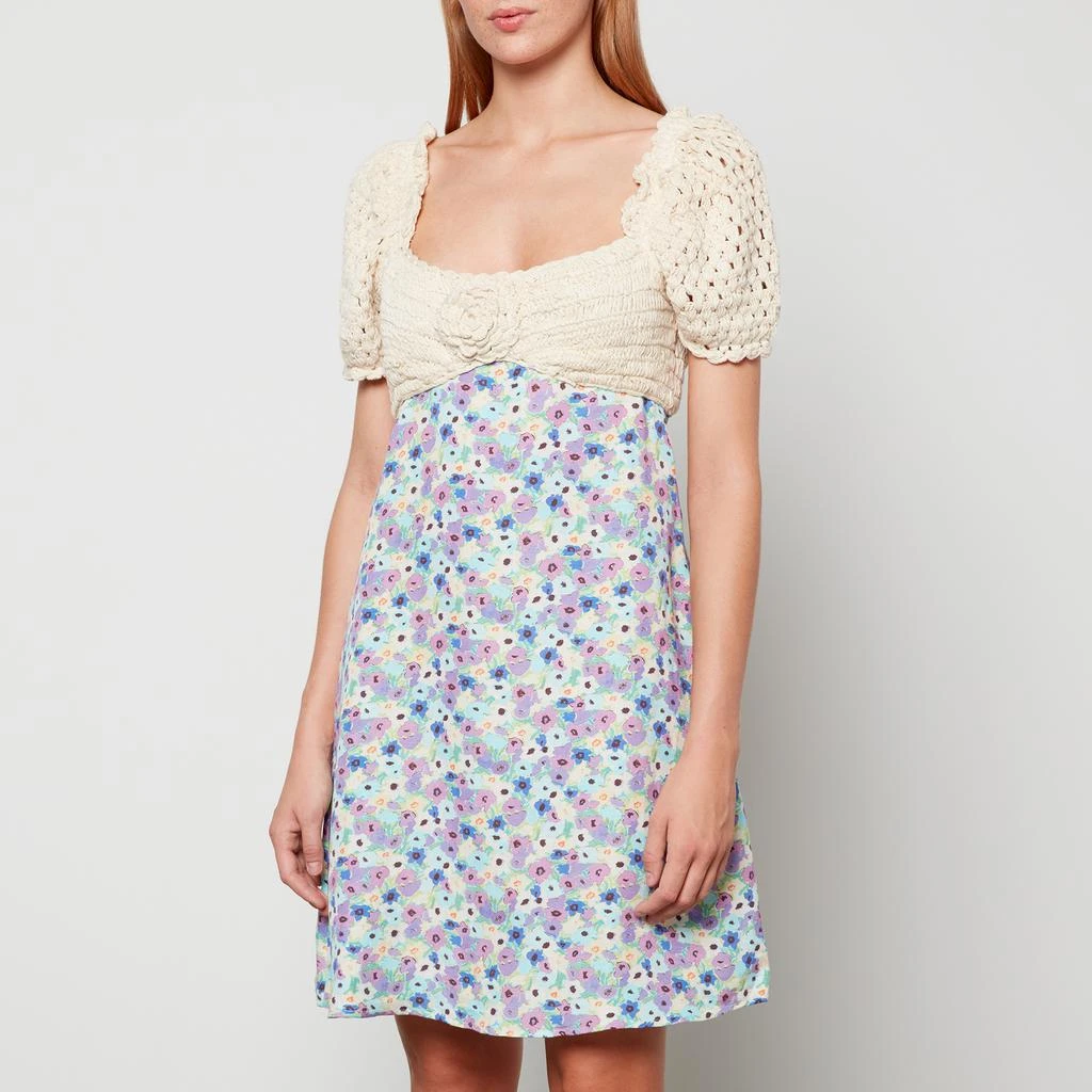 商品Rixo|RIXO Pearl Crochet and Floral-Print Linen-Blend Mini Dress,价格¥866,第1张图片