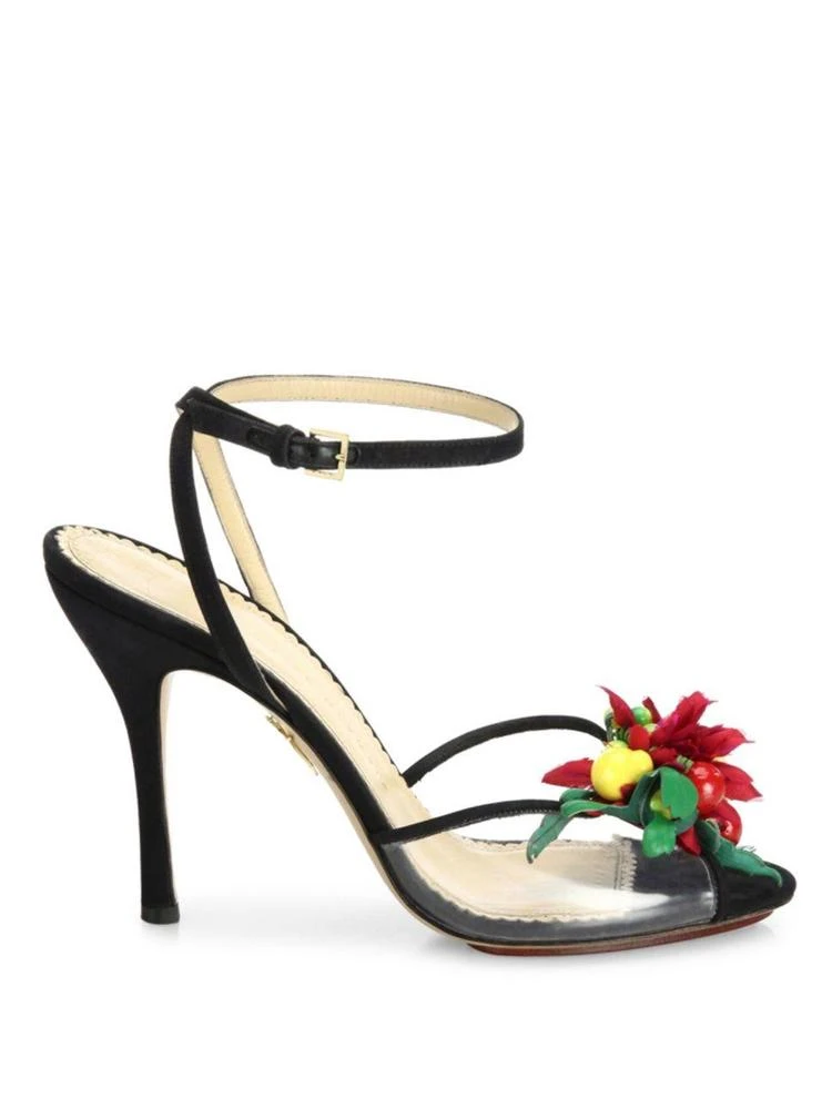 商品Charlotte Olympia|热带花朵丝绸系带高跟凉鞋,价格¥2207,第5张图片详细描述