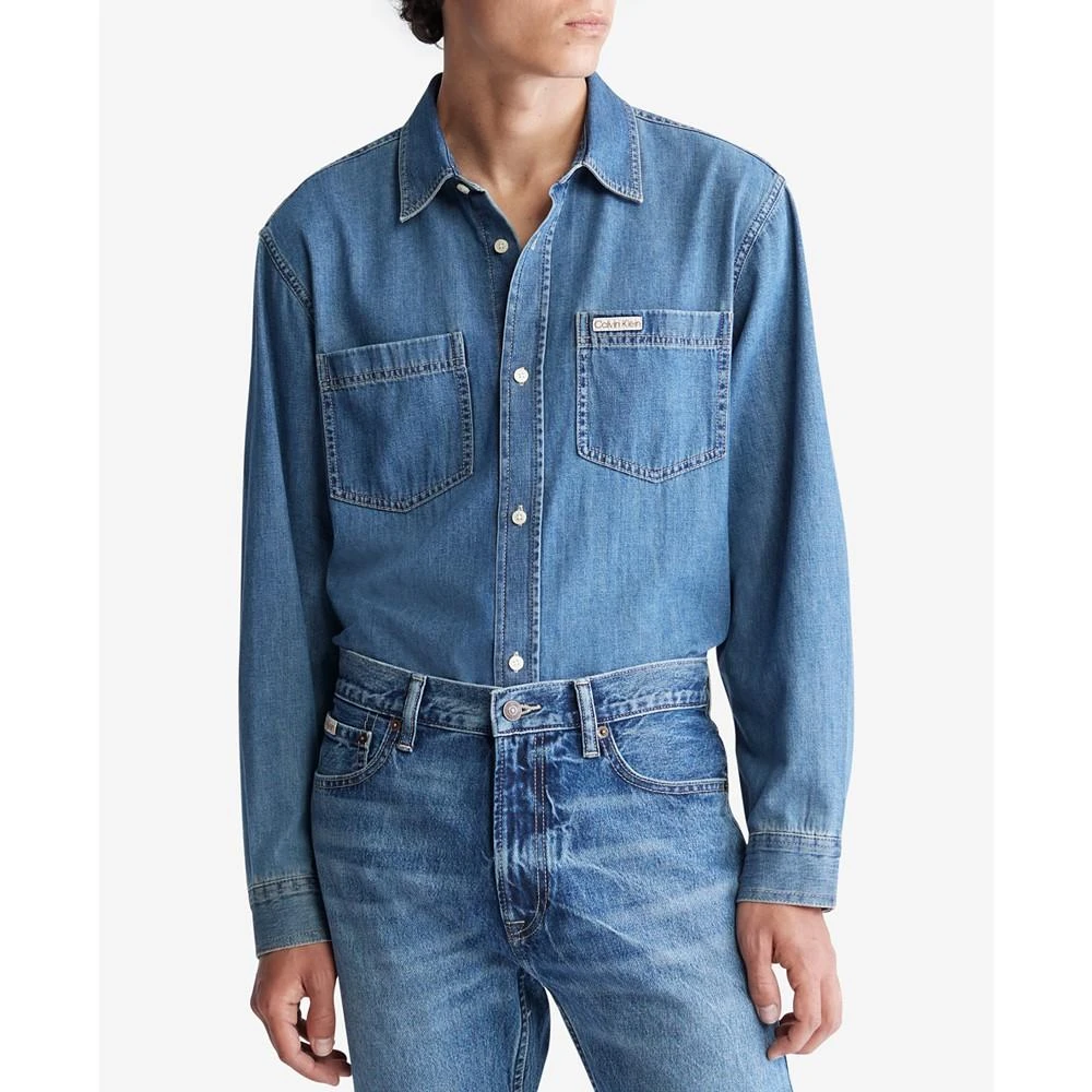 商品Calvin Klein|Men's Classic Denim Long-Sleeve Shirt,价格¥238,第1张图片