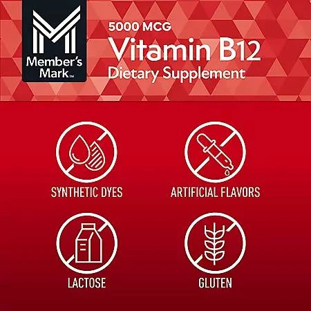 Member’s Mark Vitamin B12 Quick Dissolve Tablets, 5000 mcg, Cherry, 300 ct. 商品