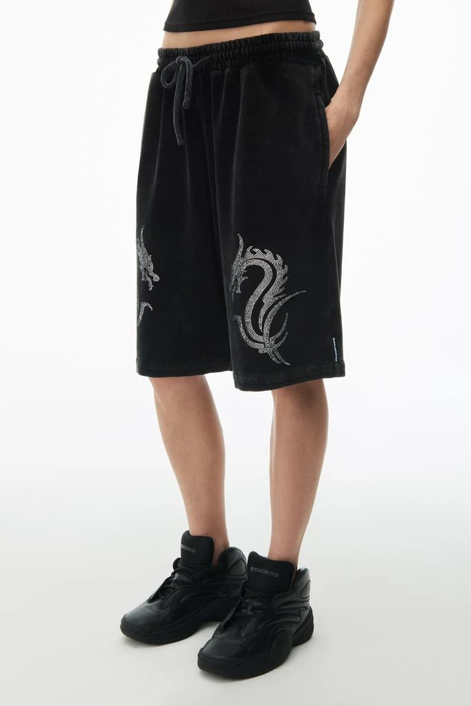 商品Alexander Wang|dragon crystal hotfix boxer short in velour,价格¥2363,第3张图片详细描述