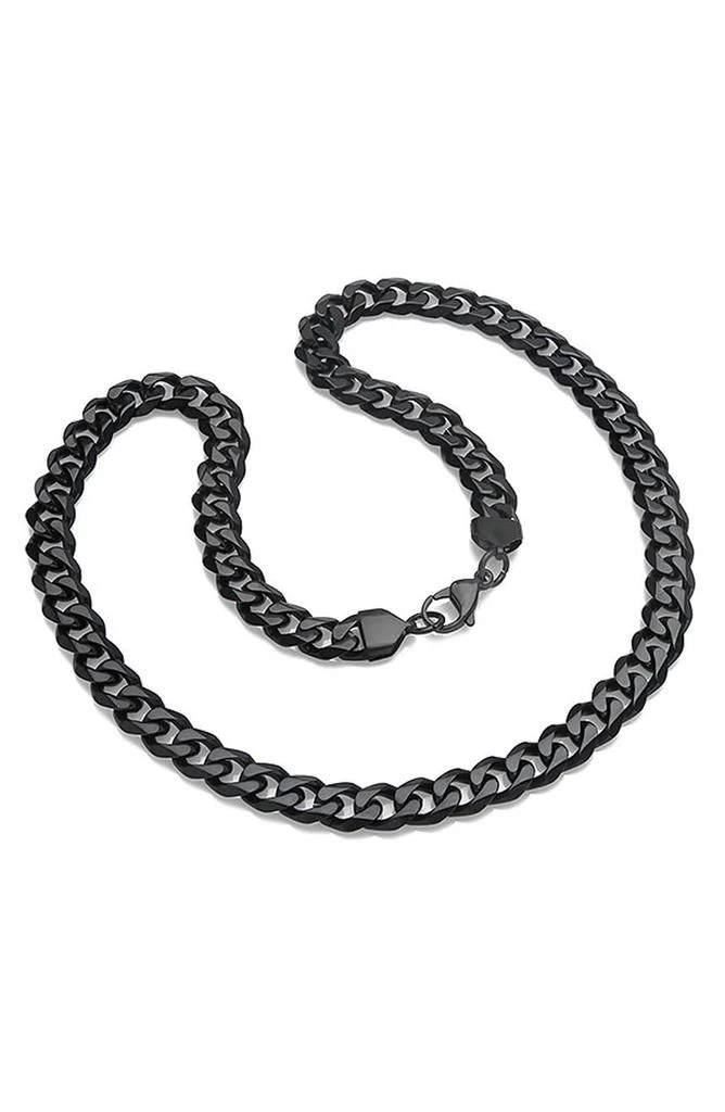 商品HMY JEWELRY|Men's Black IP Stainless Steel 24" Curb Chain Necklace,价格¥278,第1张图片