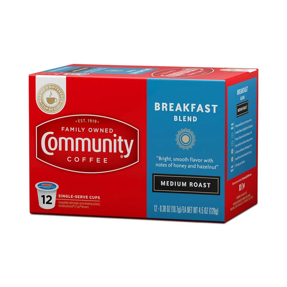 商品Community Coffee|Breakfast Blend Medium Roast Single Serve Pods, Keurig K-Cup Brewer Compatible, 72 Ct,价格¥561,第3张图片详细描述