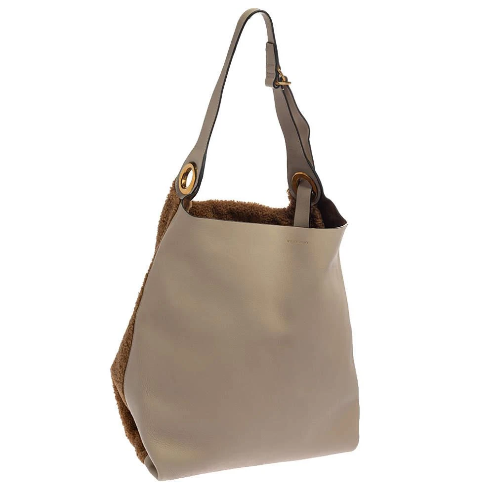 商品Burberry|Burberry Beige/Brown Leather and Fabric Medium Grommet Hobo,价格¥5706,第3张图片详细描述