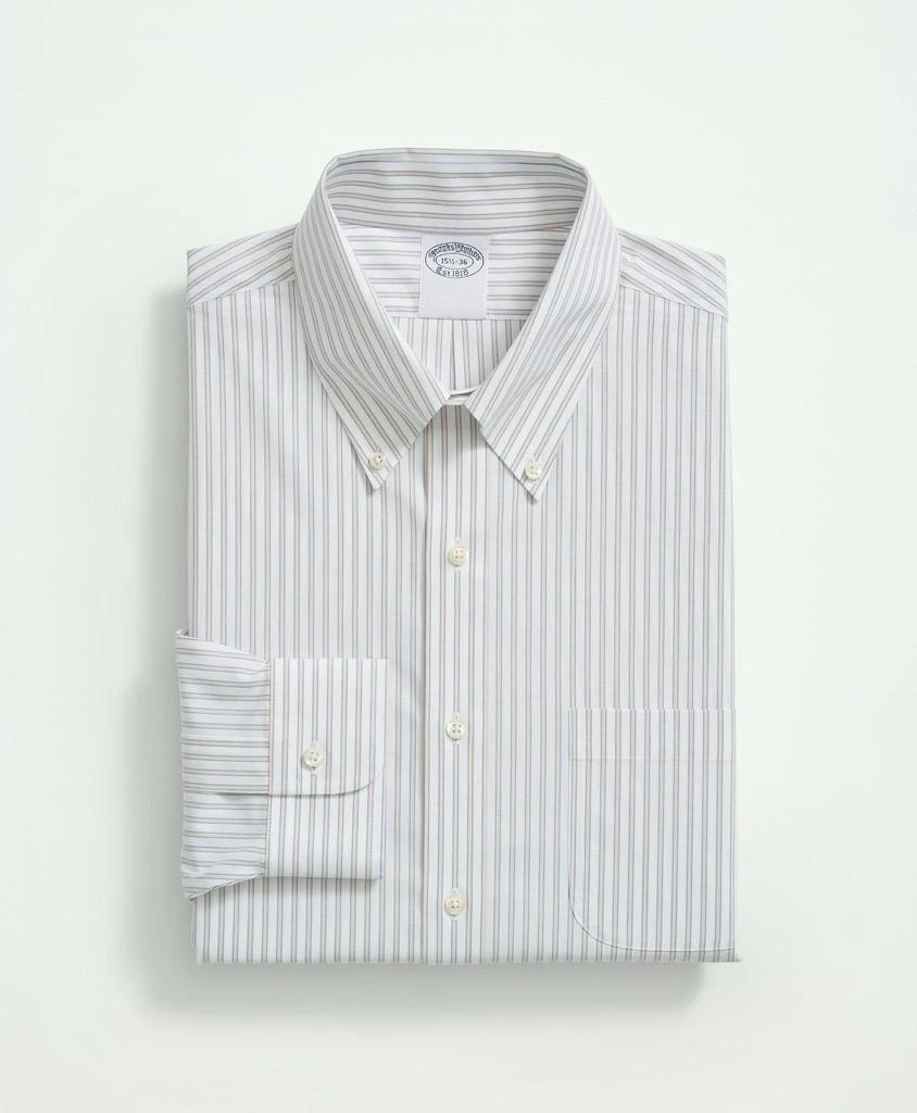 商品Brooks Brothers|Stretch Supima® Cotton Non-Iron Poplin Button Down Collar, Ground Stripe Dress Shirt,价格¥452,第3张图片详细描述