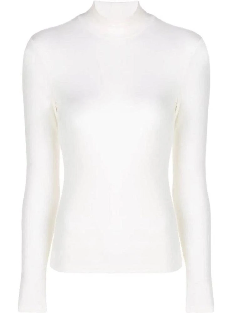 商品Theory|Women's Thin Ribbed Turtle Mock Neck Top Ivory,价格¥429,第1张图片