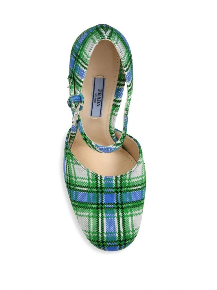 商品Prada|Plaid Ankle-Strap Platform Pumps,价格¥1776,第4张图片详细描述