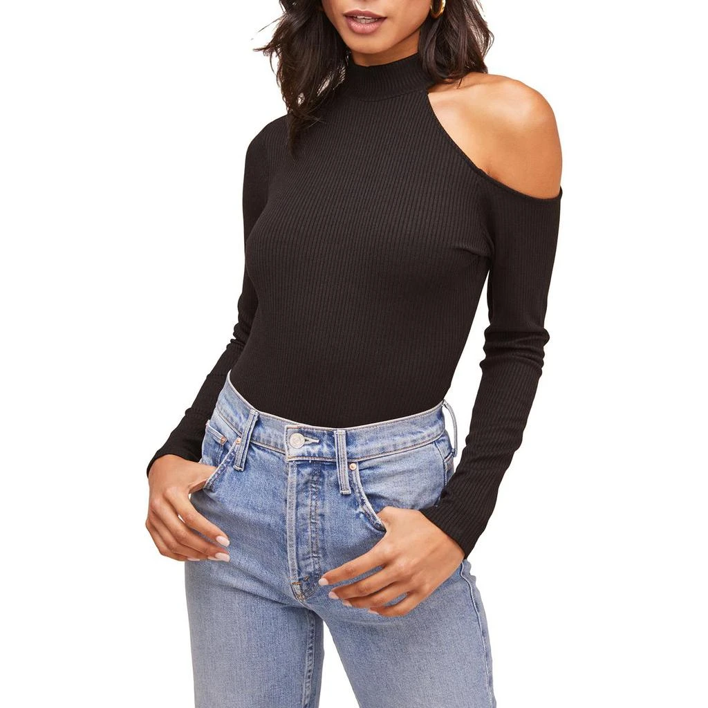 商品ASTR|ASTR The Label Women's Ribbed Knit Cold Shoulder Long Sleeve Mock Neck Bodysuit,价格¥77,第1张图片详细描述