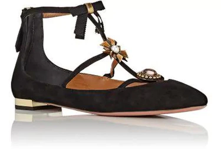 商品Aquazzura|Pandora T-Strap Flats,价格¥2671,第2张图片详细描述