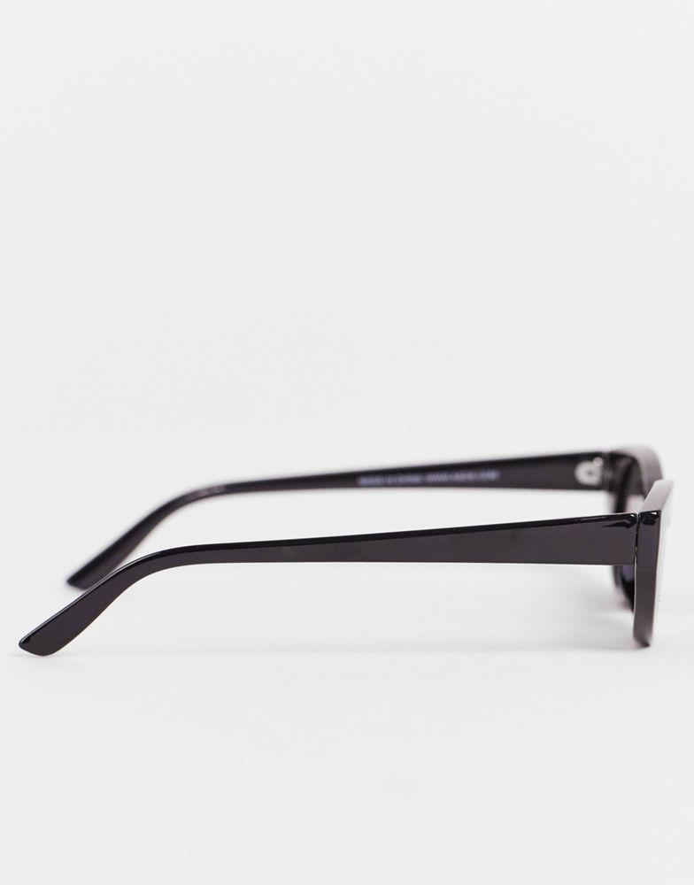 商品ASOS|ASOS DESIGN frame angled slim cat eye sunglasses in shiny black   - BLACK,价格¥47,第5张图片详细描述