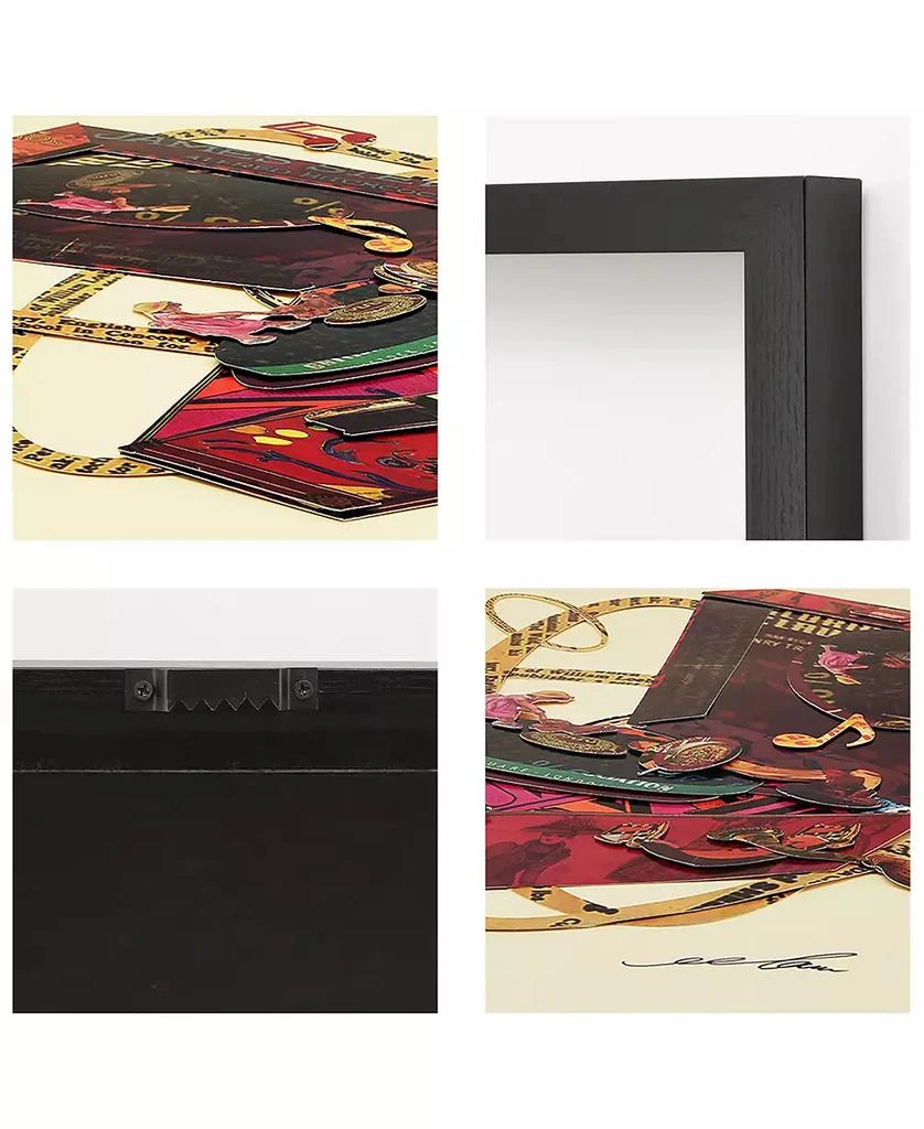 "Wind Up 78 "Hand-made dimensional music box art collage, under glass, encased on a black shadow box frame, 25" x 25" x 1.4" 商品