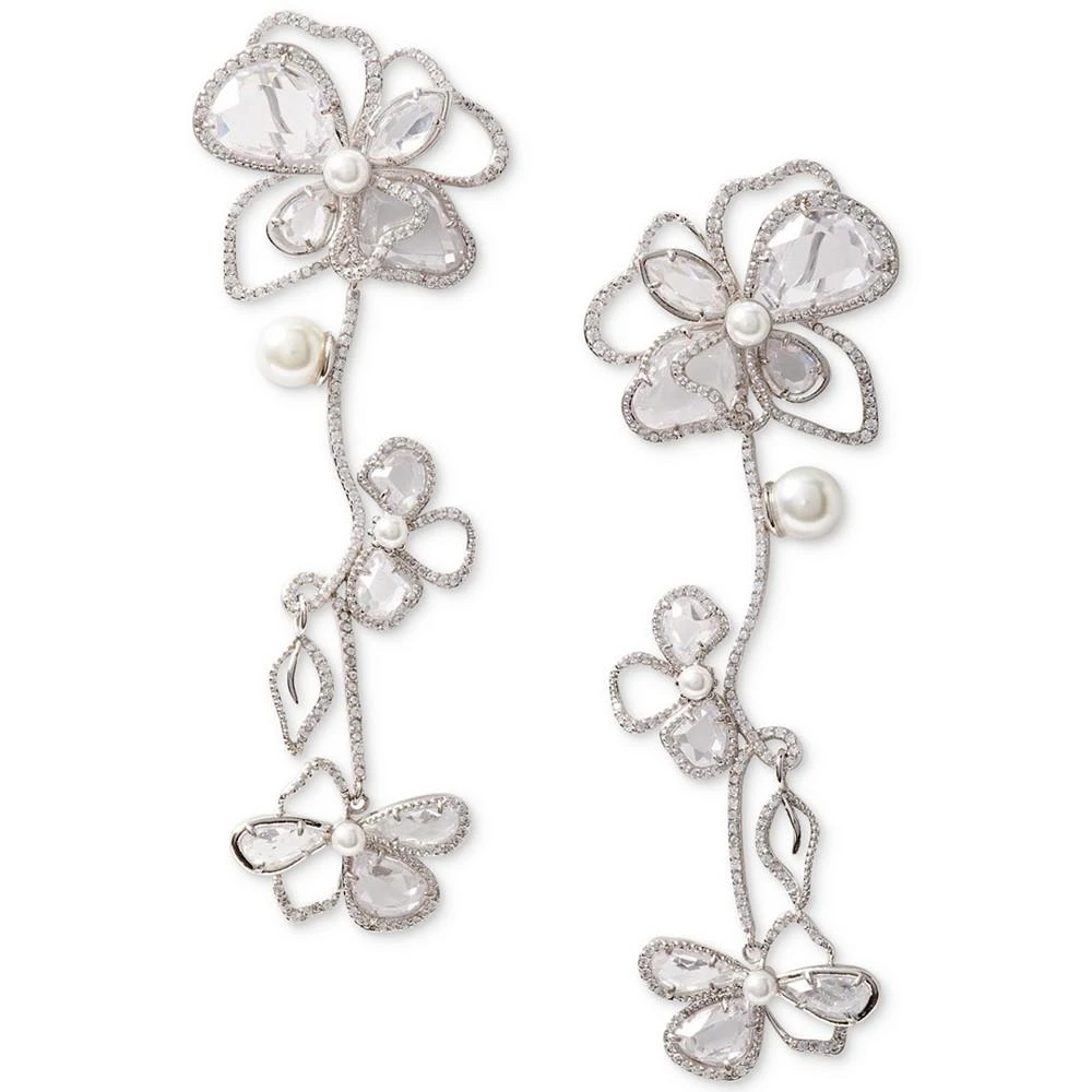 商品Kate Spade|Silver-Tone Cubic Zirconia & Imitation Pearl Flower Statement Earrings,价格¥992,第1张图片