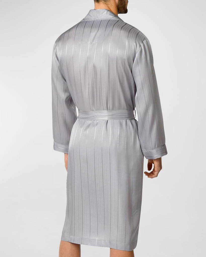 商品Majestic International|Men's Herringbone Stripe Silk Shawl Robe,价格¥3119,第4张图片详细描述