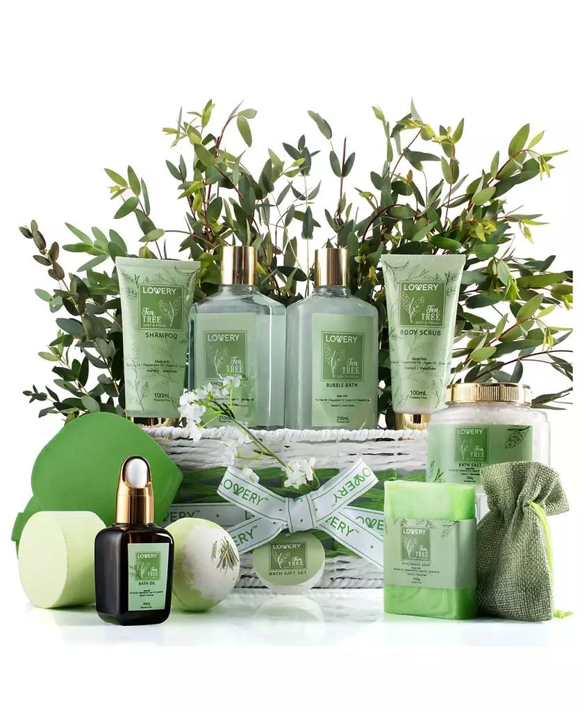 商品Lovery|Tea Tree Home Spa Body Care Gift Set, Natural Bath Gift Basket, 15 Piece,价格¥455,第1张图片