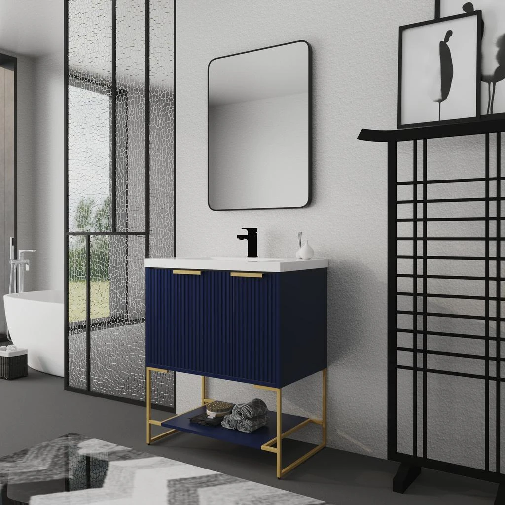 商品Streamdale Furniture|Streamdale 30 Inch Freestanding Bathroom Vanity With Resin Basin, 30x18,价格¥8771,第2张图片详细描述