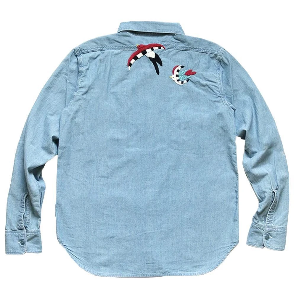 商品Kapital|Chambray Work Shirt (Swallow Emboridery) 'Sax',价格¥4916,第2张图片详细描述