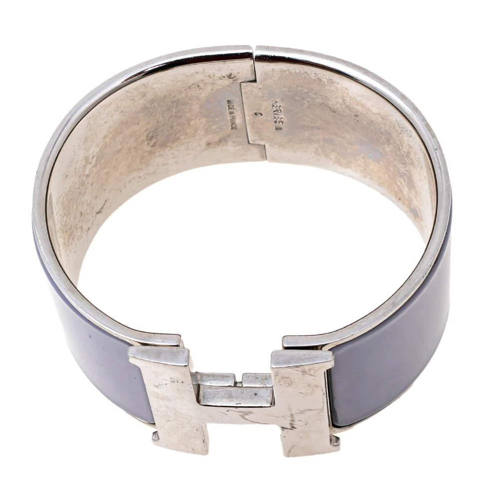 商品[二手商品] Hermes|Hermès Clic Clac H Enamel Palladium Plated Extra Wide Bracelet PM,价格¥3007,第5张图片详细描述