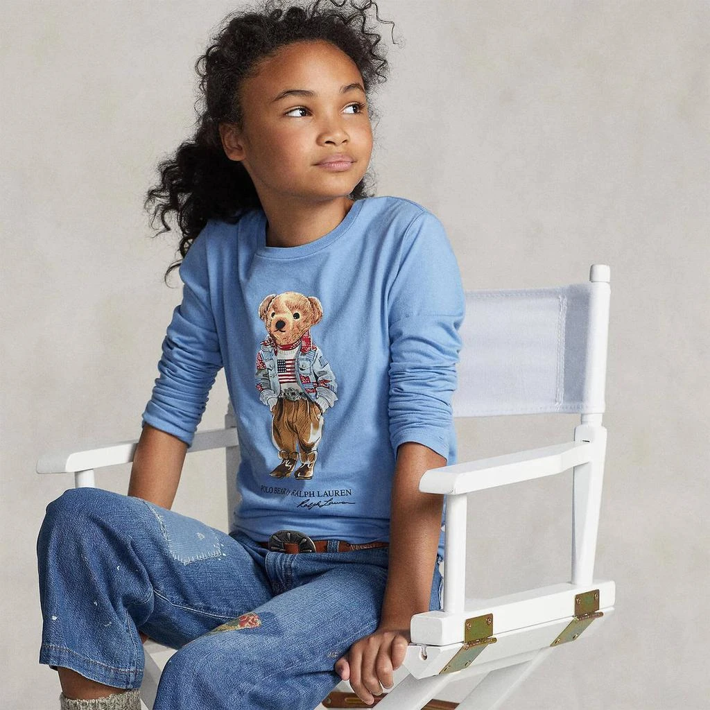 商品Ralph Lauren|Ralph Lauren Girls' Americana Bear T-Shirt - Sky Blue,价格¥291,第4张图片详细描述